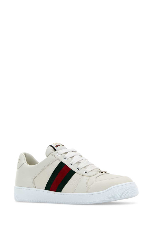 Белые кожаные кроссовки Screener от GUCCI (798854AADU0)