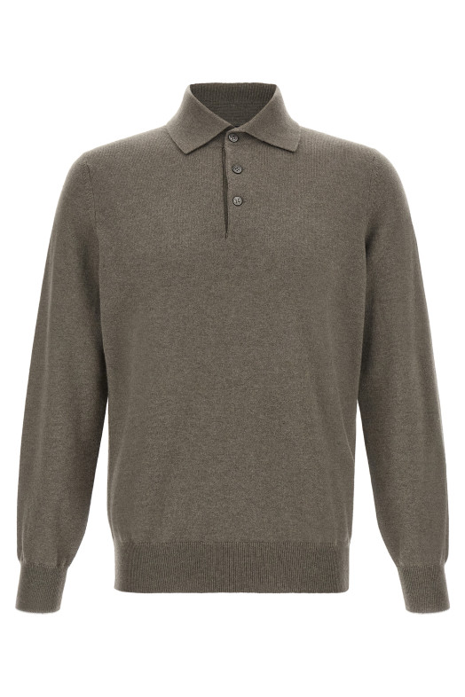 Green cashmere polo shirt Green