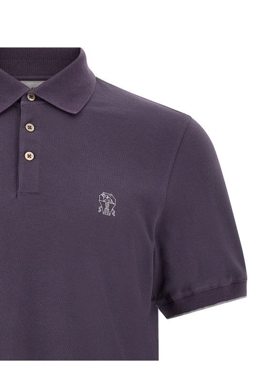 Purple logo embroidery polo shirt Purple