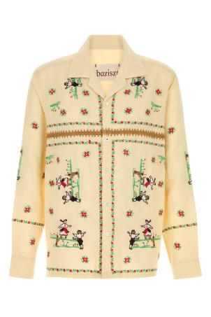 Pastel yellow cotton blend Joy Of Living shirt Beige BAZISZT (SR07862)