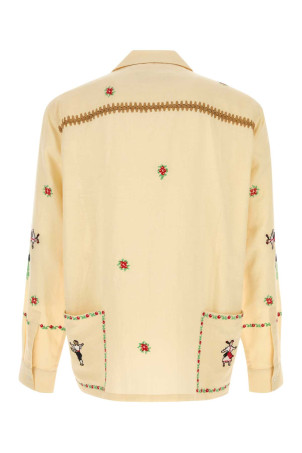 Pastel yellow cotton blend Joy Of Living shirt Beige BAZISZT (SR07862)