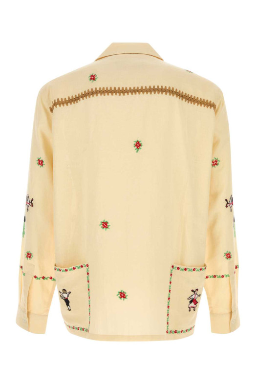 Pastel yellow cotton blend Joy Of Living shirt Beige BAZISZT (SR07862)