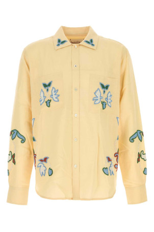 Yellow cotton blend shirt Beige BAZISZT (SR13096)