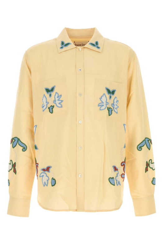 Yellow cotton blend shirt Beige BAZISZT (SR13096)