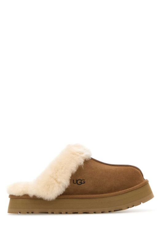 Тапочки UGG из замши цвета «верблюжий» модели «Disquette» (1122550)