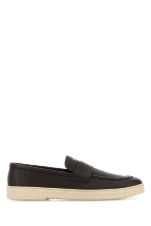 Dark brown leather loafers PRADA (2DG166FG000013)