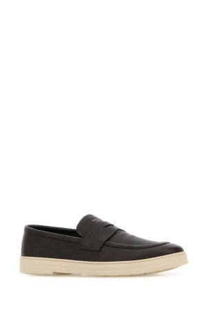 Dark brown leather loafers PRADA (2DG166FG000013)