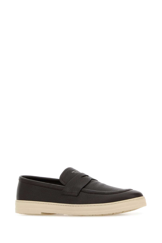 Dark brown leather loafers PRADA (2DG166FG000013)