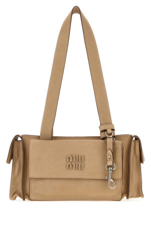 Beige nappa leather shoulder bag MIU MIU (5BG3412G7Q)