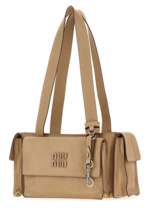 Beige nappa leather shoulder bag MIU MIU (5BG3412G7Q)