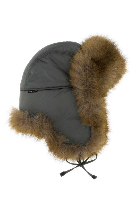 Dark grey nylon hat MIU MIU (5HC5612ZSE)
