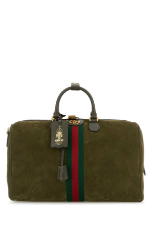 Оливково-зелена замшева дорожня сумка середнього розміру Gucci Savoy GUCCI (834460AAE1D)