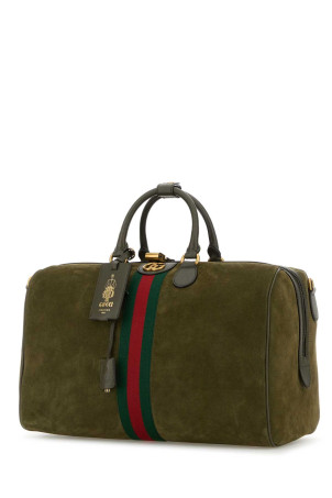Оливково-зелена замшева дорожня сумка середнього розміру Gucci Savoy GUCCI (834460AAE1D)
