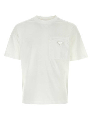 White cotton t-shirt Black PRADA (UJN661S22111CK)