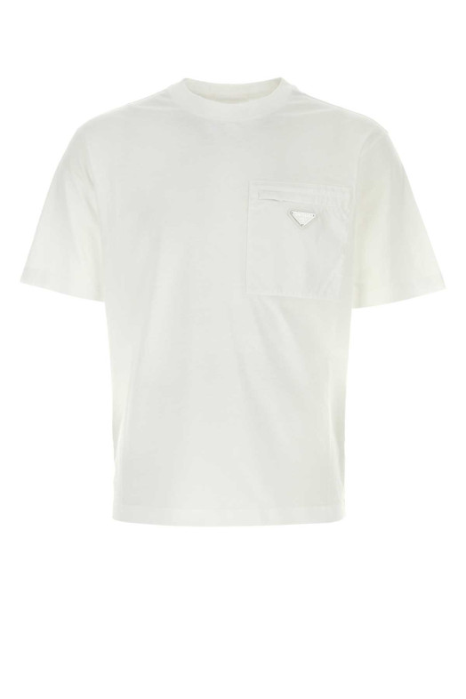 White cotton t-shirt Black PRADA (UJN661S22111CK)