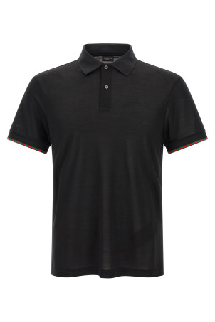 'Web' silk jersey polo shirt Black
