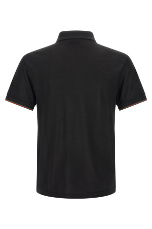 'Web' silk jersey polo shirt Black