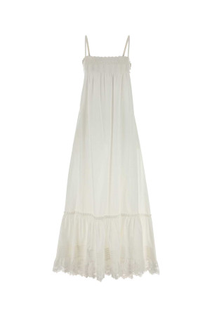 Белое хлопковое платье SAINT LAURENT (831331Y7K36)