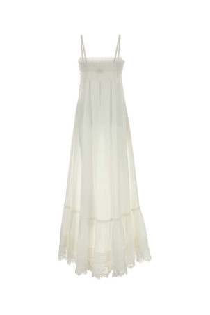 Белое хлопковое платье SAINT LAURENT (831331Y7K36)
