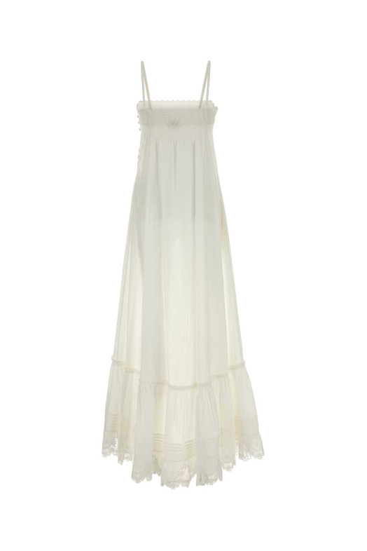 Белое хлопковое платье SAINT LAURENT (831331Y7K36)