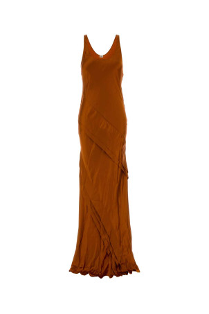 Orange satin long dress SAINT LAURENT (841805Y7G27)