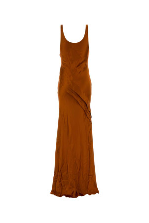 Orange satin long dress SAINT LAURENT (841805Y7G27)
