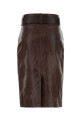 Коричневая кожаная юбка SAINT LAURENT (865021YCVD2)