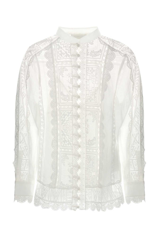 White ramie Aster shirt Black ZIMMERMANN (8731TSS261)