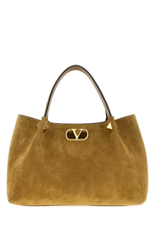 Beige suede small Valentino Garavani shopping bag VALENTINO GARAVANI (9W2B0T83AHA)