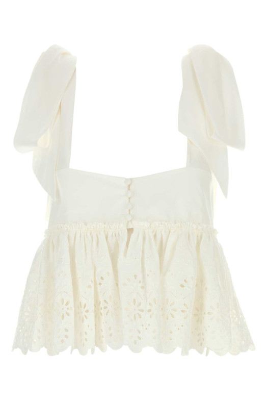 White cotton top Beige CHLOE (CH26AHT46053)