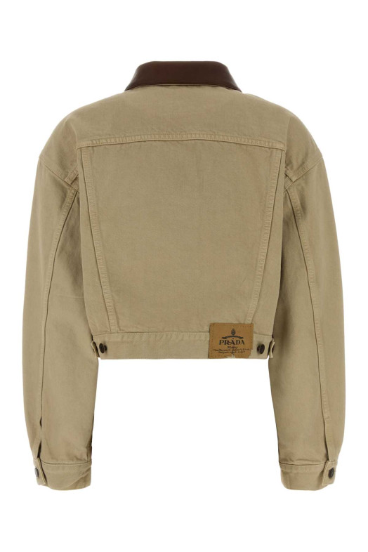 Джинсовая куртка песочного цвета PRADA (GFB348SOOO1954)