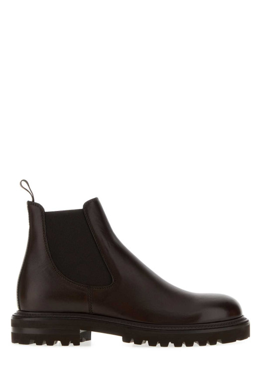 Chocolate leather ankle boots GIORGIO ARMANI (GM003881AF24894)