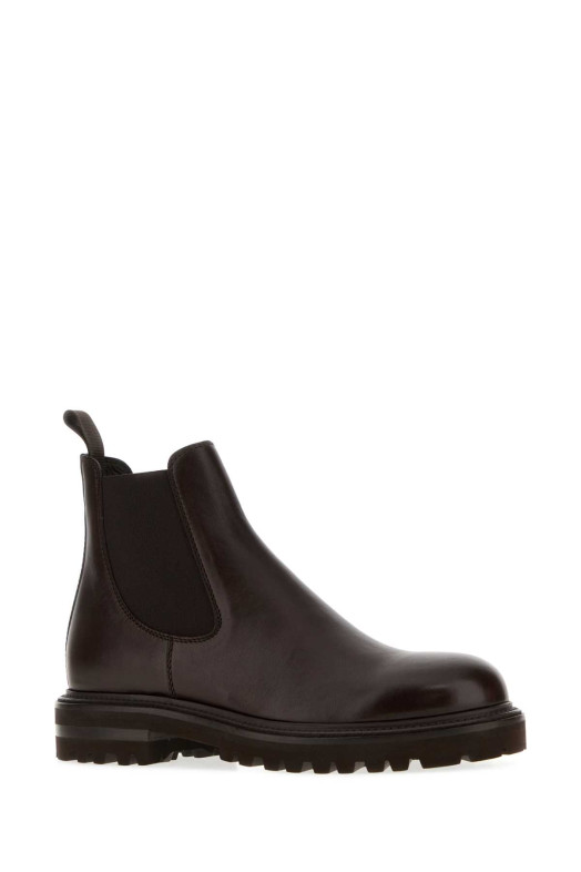Chocolate leather ankle boots GIORGIO ARMANI (GM003881AF24894)