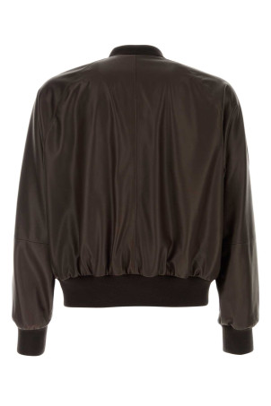 Chocolate leather bomber jacket GIORGIO ARMANI (GM004566AF28705)