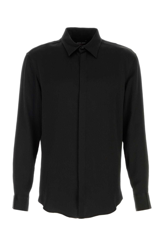Черная атласная рубашка GIORGIO ARMANI (GM004634TE23543)