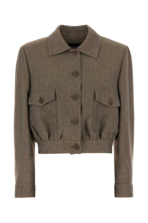 Melange brown twill jacket Black GIORGIO ARMANI (GW003522TE22681)