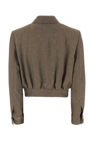 Melange brown twill jacket Black GIORGIO ARMANI (GW003522TE22681)