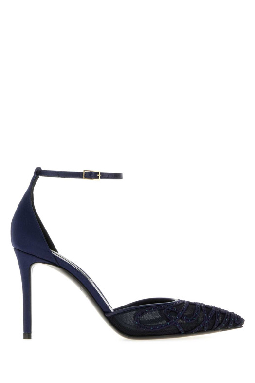 Navy blue satin and mesh pumps GIORGIO ARMANI (GW003736AF28725)