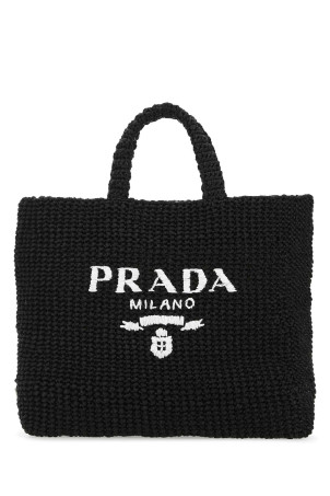 Black raffia shopping bag Black PRADA (1BG392VOOL2A2T)