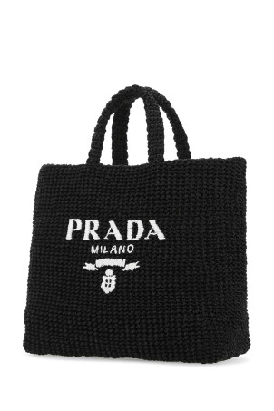 Black raffia shopping bag Black PRADA (1BG392VOOL2A2T)