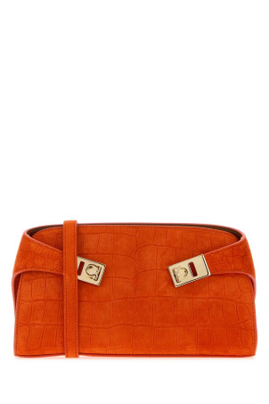 Orange suede Hug clutch SALVATORE FERRAGAMO (218964792847)