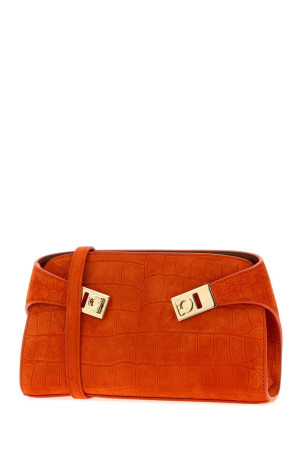 Orange suede Hug clutch SALVATORE FERRAGAMO (218964792847)