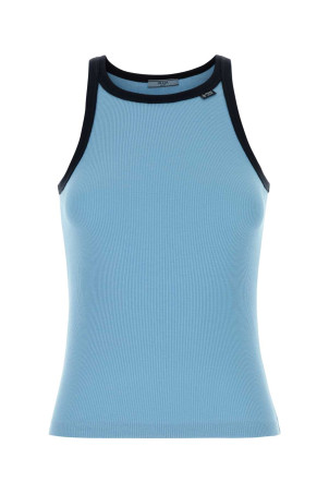 Light blue cotton tank top PRADA (39687SOOO6513)