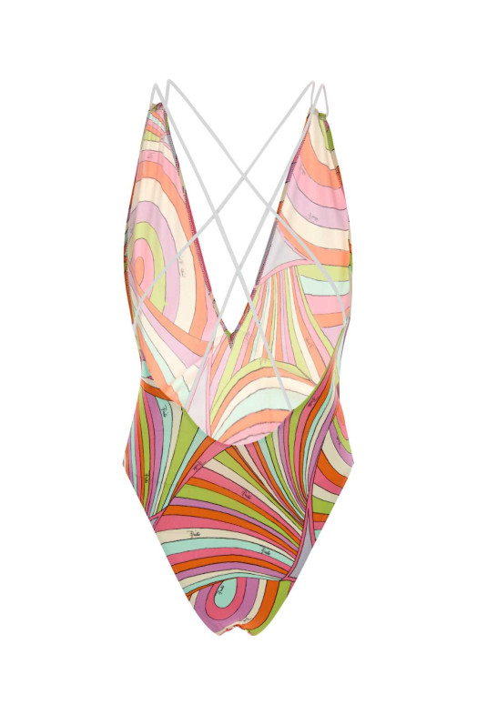 Купальник из эластичного нейлона с принтом EMILIO PUCCI (6HMC016H875)