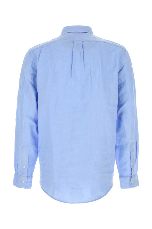 Льняная рубашка нежно-голубого цвета Blue POLO RALPH LAUREN (710966294)