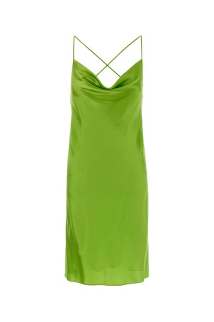 Green satin mini dress SAINT LAURENT (861314Y7G27)