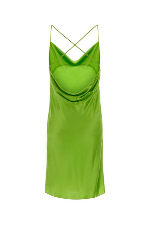 Green satin mini dress SAINT LAURENT (861314Y7G27)
