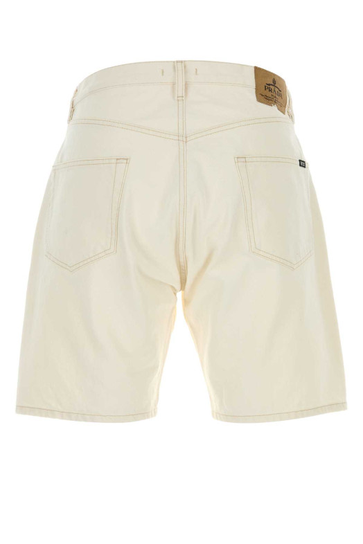 Бермуды из джинсовой ткани цвета слоновой кости PRADA (GEP459SOOO1954)