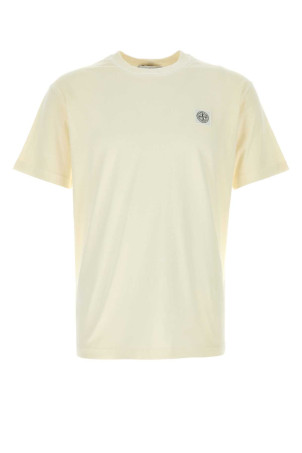 Cream cotton t-shirt White STONE ISLAND (L1S152100026S0057)