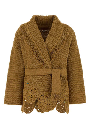 В'язаний гачком кардиган «Island Memories» кольору «Camel» від ALANUI (LWHB064R26KNI0117676)